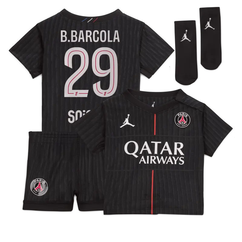 psg-jordan-fourth-stadium-kit-2025-26-infants-with-b-barcola-29-printing-203607192-29 Collection | Paris Saint-Germain Kits