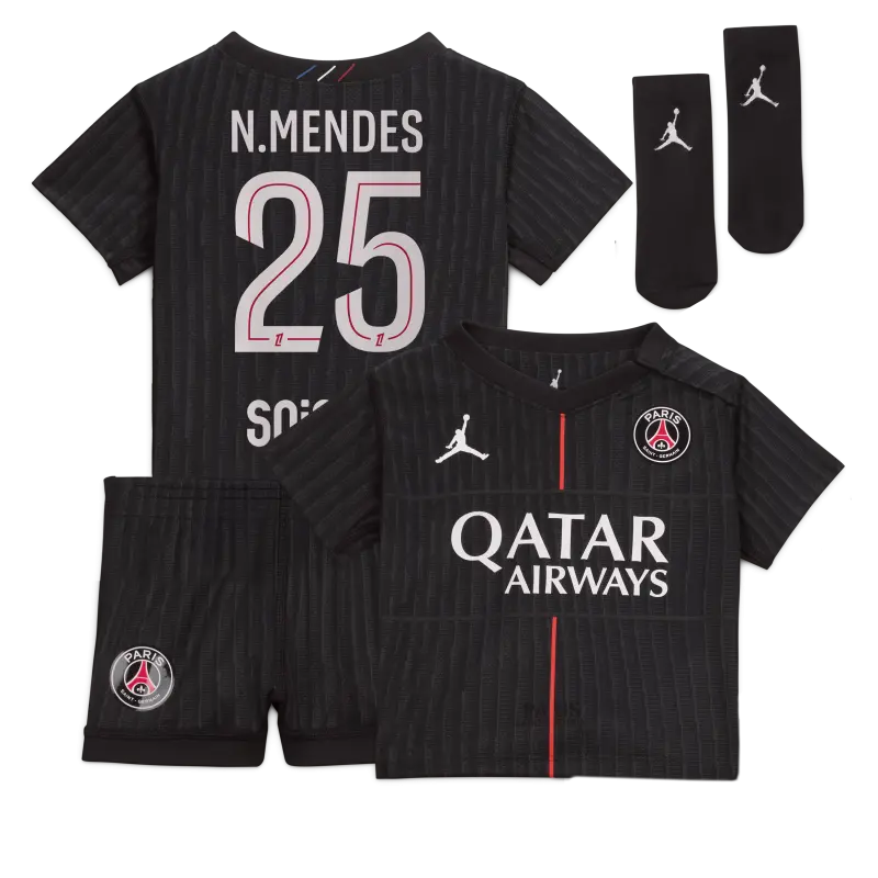 psg-jordan-fourth-stadium-kit-2025-26-infants-with-n-mendes-25-printing-203607216-25 Collection | Paris Saint-Germain Kits