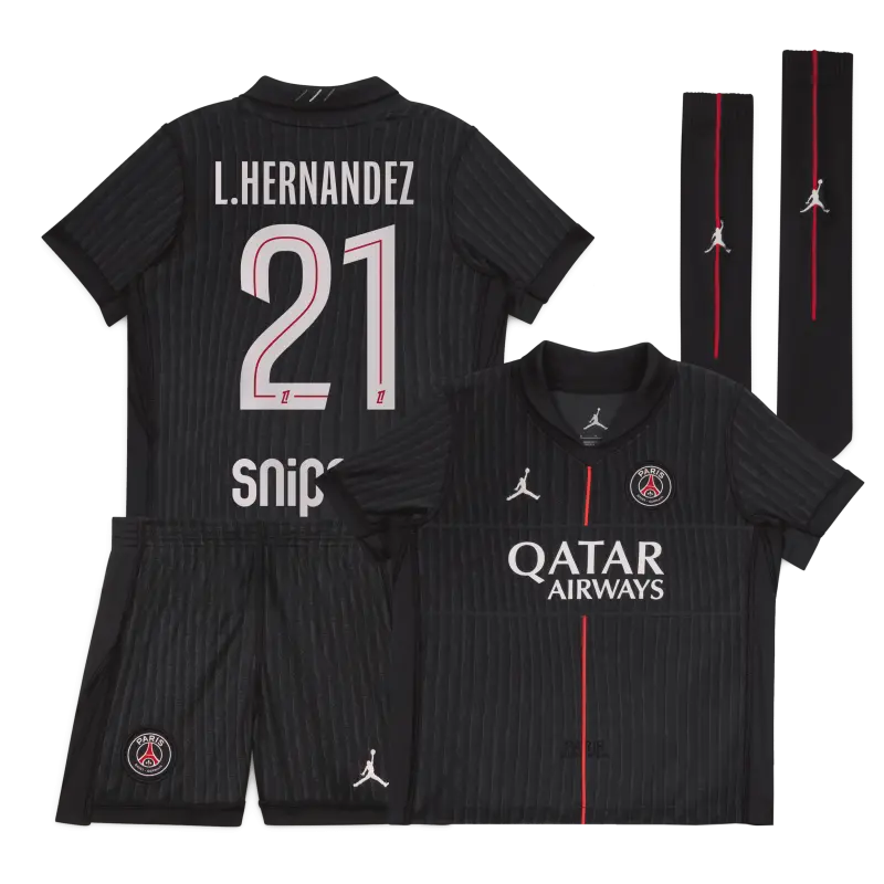 psg-jordan-fourth-stadium-kit-2025-26-little-kids-with-l-hernandez-21-printing-203607141-21 Collection | Paris Saint-Germain Kits
