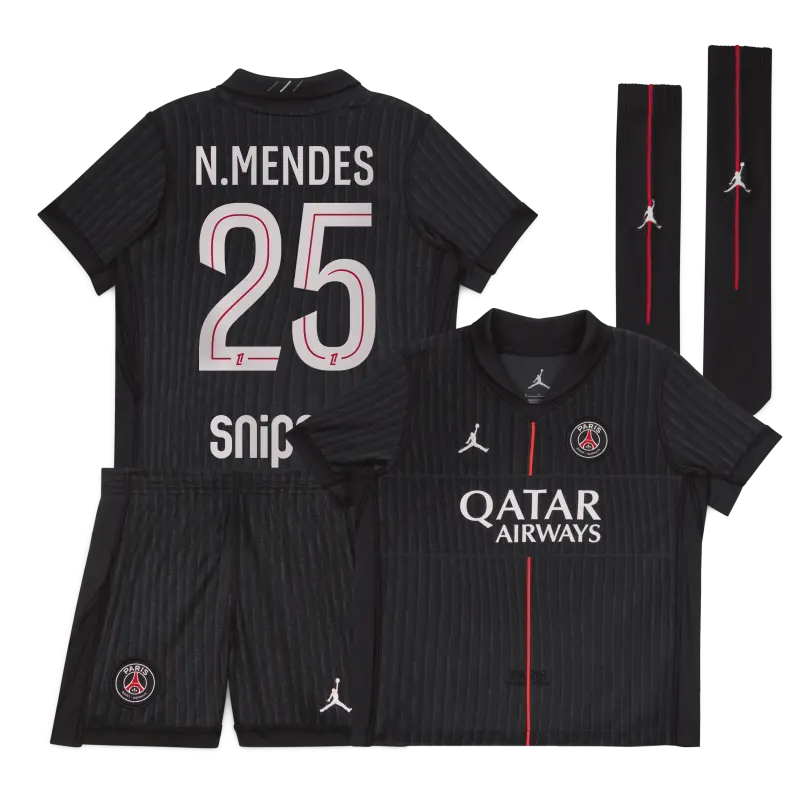 psg-jordan-fourth-stadium-kit-2025-26-little-kids-with-n-mendes-25-printing-203607187-25 Collection | Paris Saint-Germain Kits