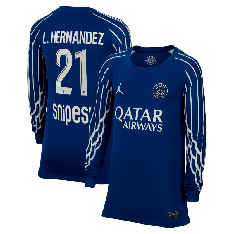 psg-jordan-fourth-stadium-shirt-2024-25-long-sleeve-kids-with-l-hernandez-21-pri-202708646-21 Collection | Paris Saint-Germain Kits